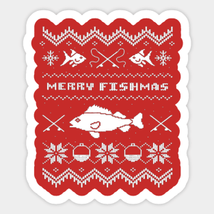 Merry Fishmas, Ugly FISHING Christmas Bass Fish Sticker